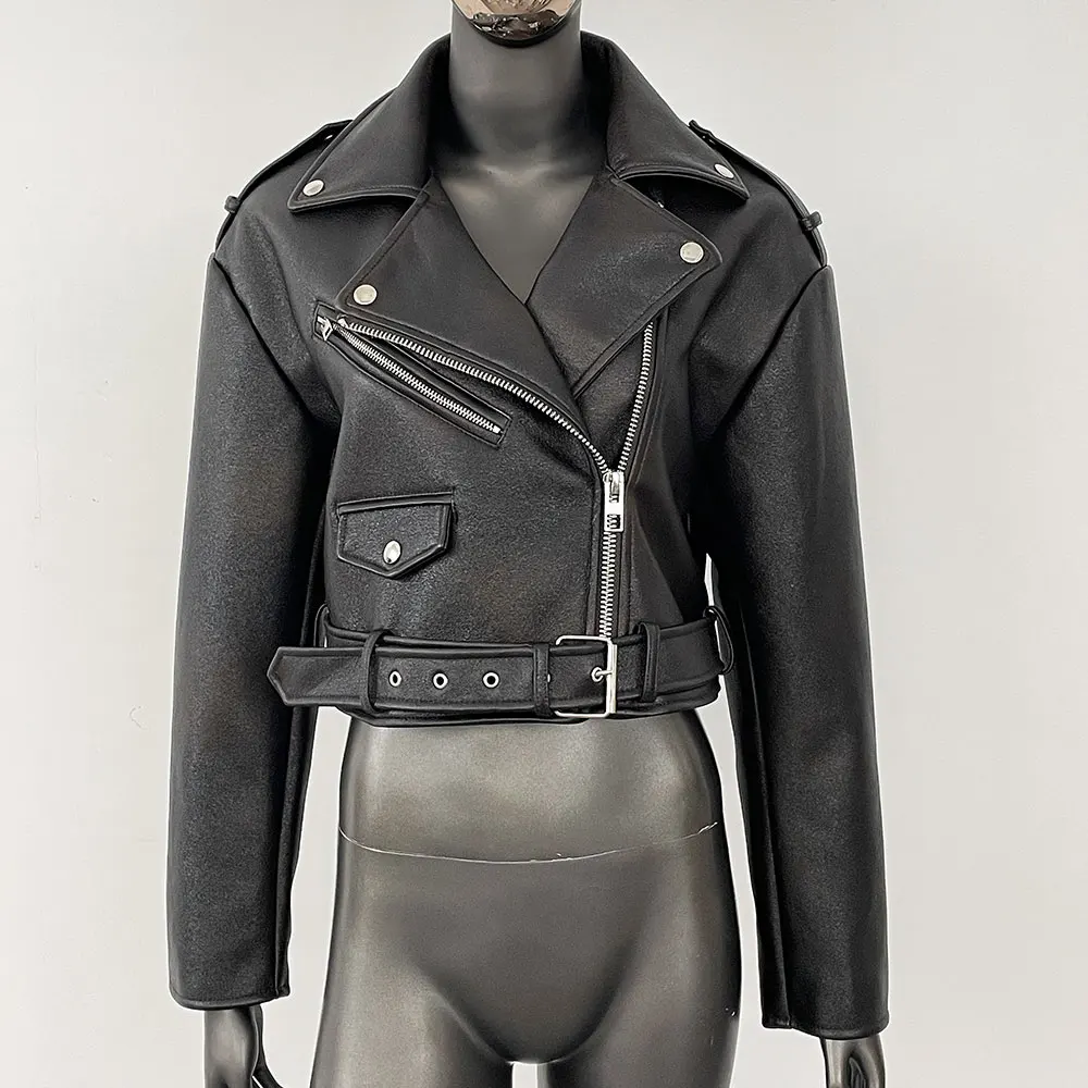 Elegant Short PU Leather Jacket Women New Motorcycle Style Spring Autumn European Style Lapel Long-sleeved Faux Leather Jacket
Elegant Short PU Leather Jacket Women New Motorcycle Style Spring Autumn European Style Lapel Long-sleeved Faux Leather Jacket
