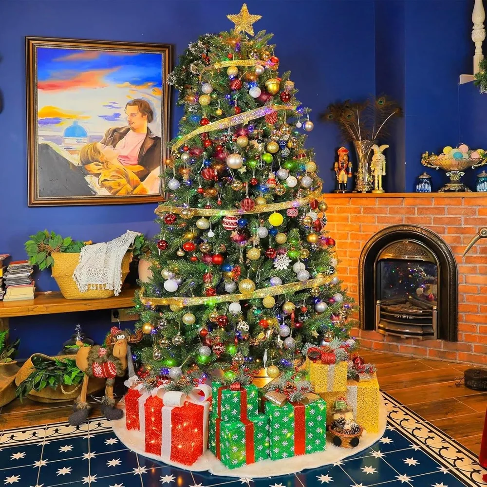 6.5 Feet Pre-Lit Christmas Tree with 350 Multi-Color LED Lights, Artificial Christmas Tree with 1100 PVC Branch Tips for Party
6.5 Feet Pre-Lit Christmas Tree with 350 Multi-Color LED Lights, Artificial Christmas Tree with 1100 PVC Branch Tips for Party
