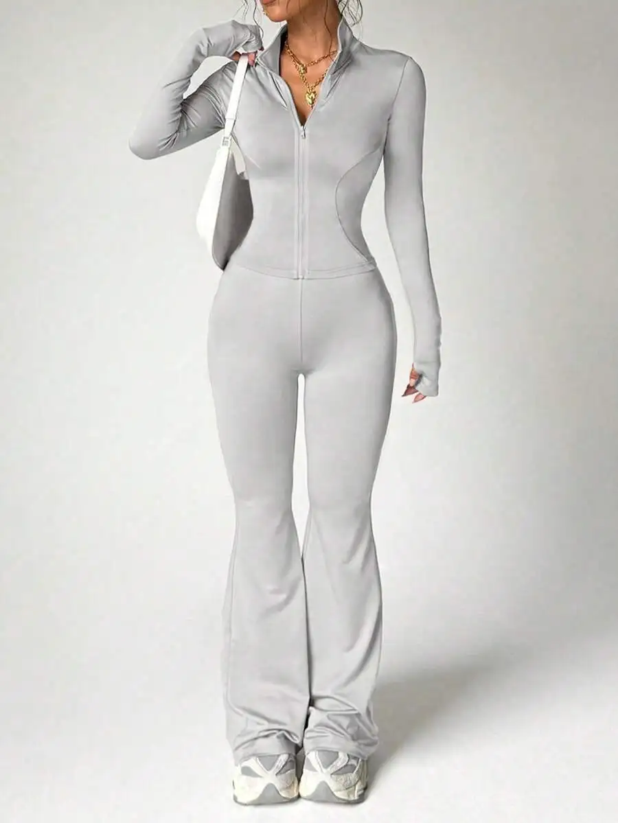 Women Solid Color Long Sleeve Zip-Up Jumpsuit Set For Fitness Workout
Women Solid Color Long Sleeve Zip-Up Jumpsuit Set For Fitness Workout