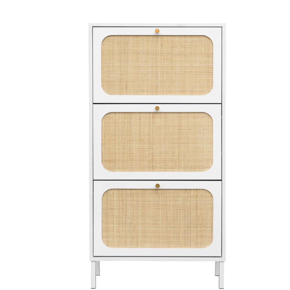 Natural Rattan 3 Door Shoe Rack, Freestanding Modern Shoe Storage Cabinet, for Entryway
Natural Rattan 3 Door Shoe Rack, Freestanding Modern Shoe Storage Cabinet, for Entryway