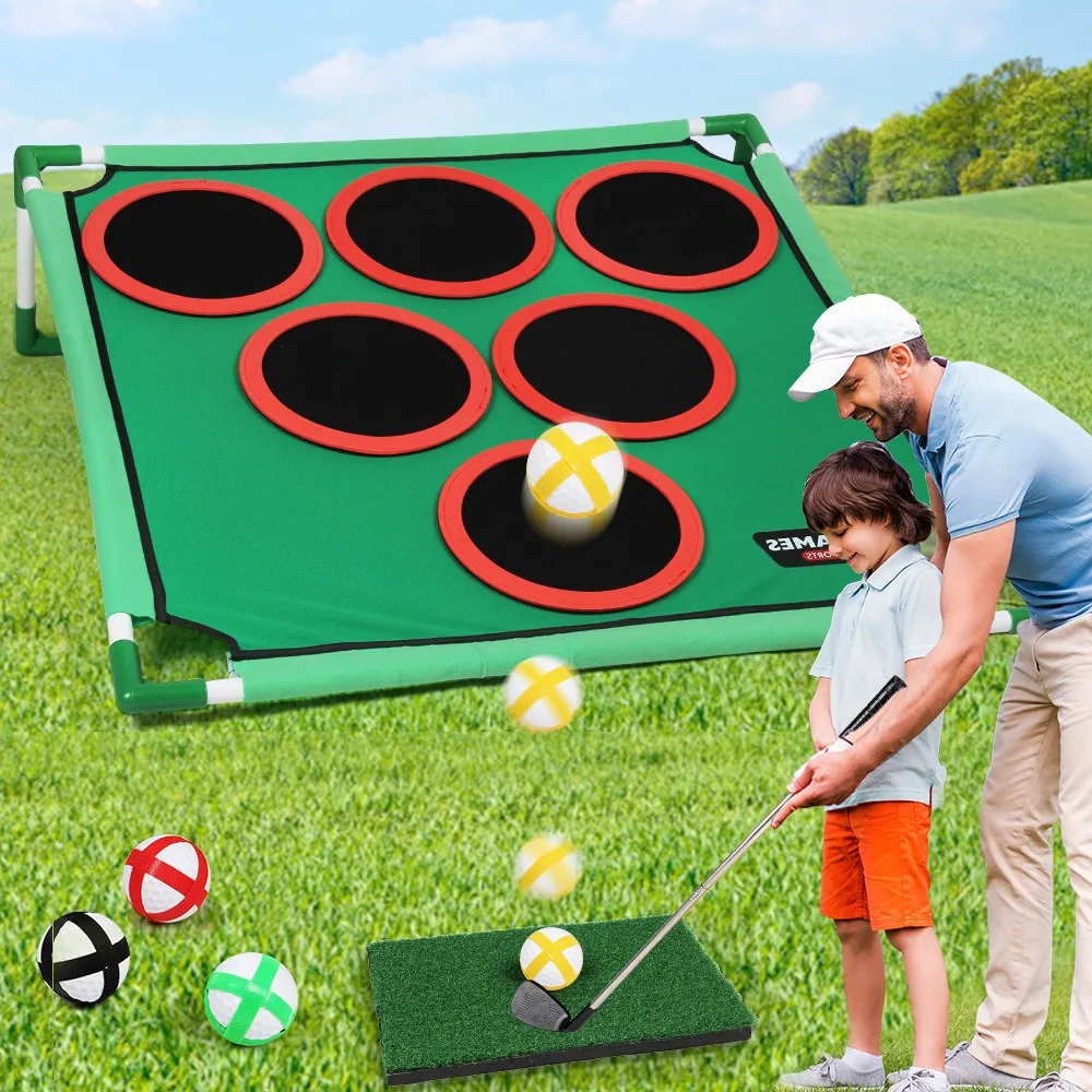 Golf Game Play Set Golf Chipping Game Cornhole Game with Balls Putting Mat Putter Target for Golfers Kids Family Indoor Outdoor
Golf Game Play Set Golf Chipping Game Cornhole Game with Balls Putting Mat Putter Target for Golfers Kids Family Indoor Outdoor