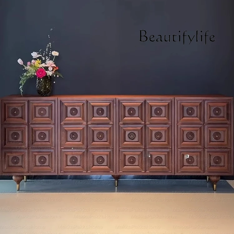Medieval retro walnut solid wood dining side cabinet living room villa creative high-end locker entrance cabinet
Medieval retro walnut solid wood dining side cabinet living room villa creative high-end locker entrance cabinet