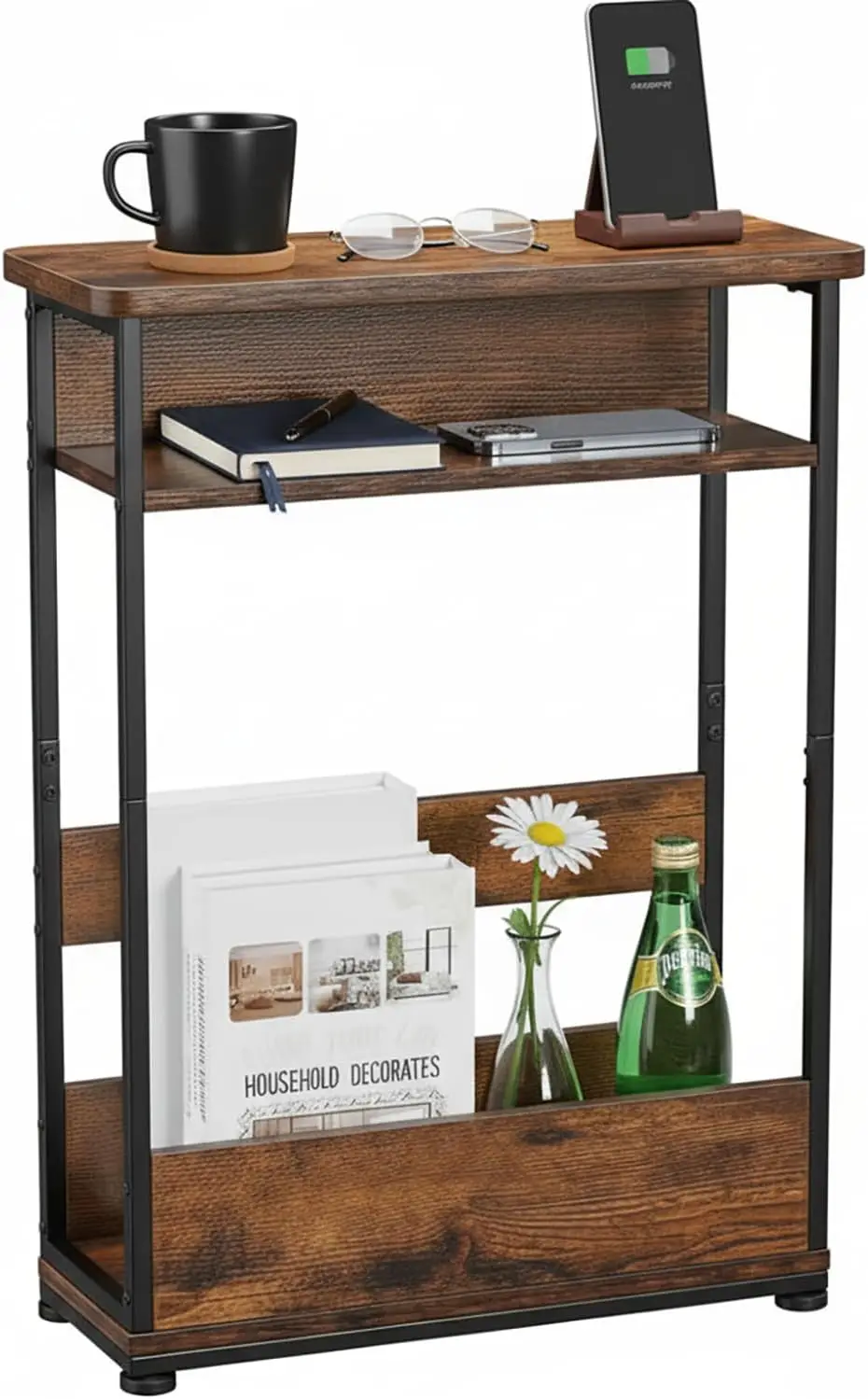 3-Tier Slim Side Table with Storage Shelf, Modern Narrow End Table for Small Spaces, Brown
3-Tier Slim Side Table with Storage Shelf, Modern Narrow End Table for Small Spaces, Brown