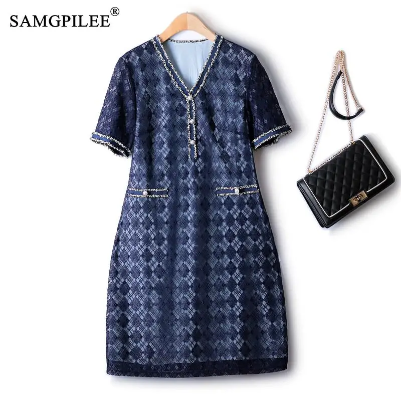 Dress Women's Summer 2022 New European Water Soluble Lace Crochet Flower V-neck Retro Short Sleeve Elegant Dresses For Woman 4XL
Dress Women's Summer 2022 New European Water Soluble Lace Crochet Flower V-neck Retro Short Sleeve Elegant Dresses For Woman 4XL