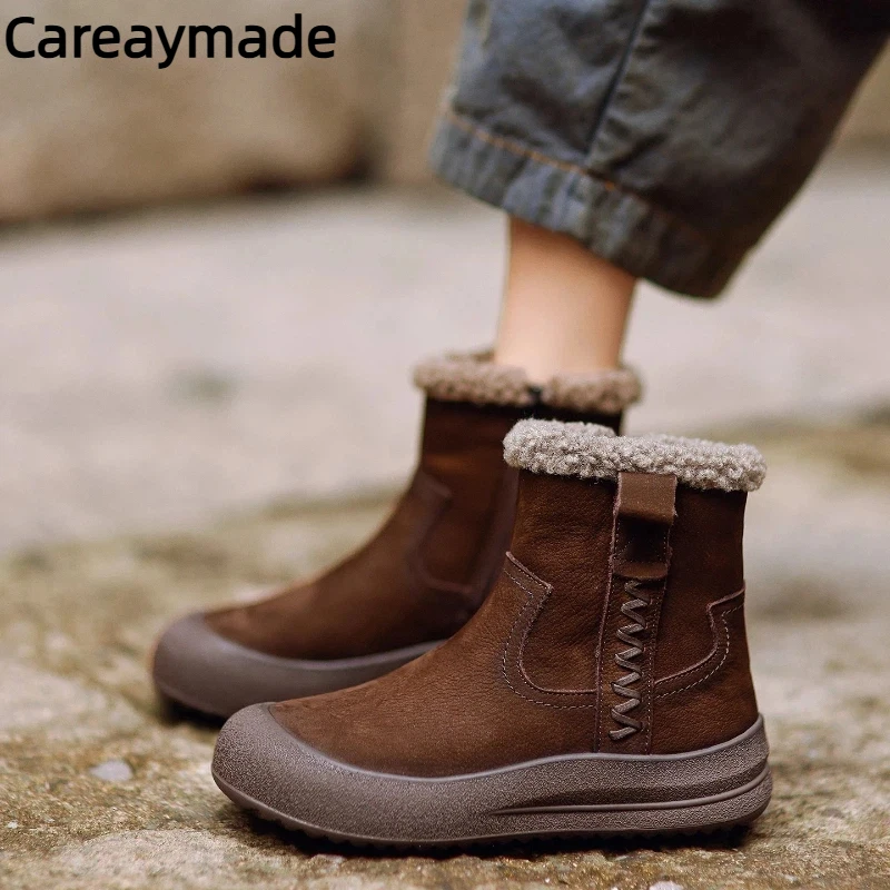Careaymade-Snow Plush Women wider toe Winter Genuine Leather Fleece Warm Thick Women's Booties Anti slip Women's Short Boots
Careaymade-Snow Plush Women wider toe Winter Genuine Leather Fleece Warm Thick Women's Booties Anti slip Women's Short Boots