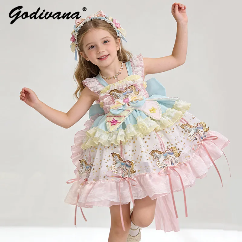 Original Sweet Baby Girls High End Heavy Lolita Princess Dress 2026 New Summer Kids Sequin Mesh Cartoon Print Bow Lace Trim Gown
Original Sweet Baby Girls High End Heavy Lolita Princess Dress 2026 New Summer Kids Sequin Mesh Cartoon Print Bow Lace Trim Gown