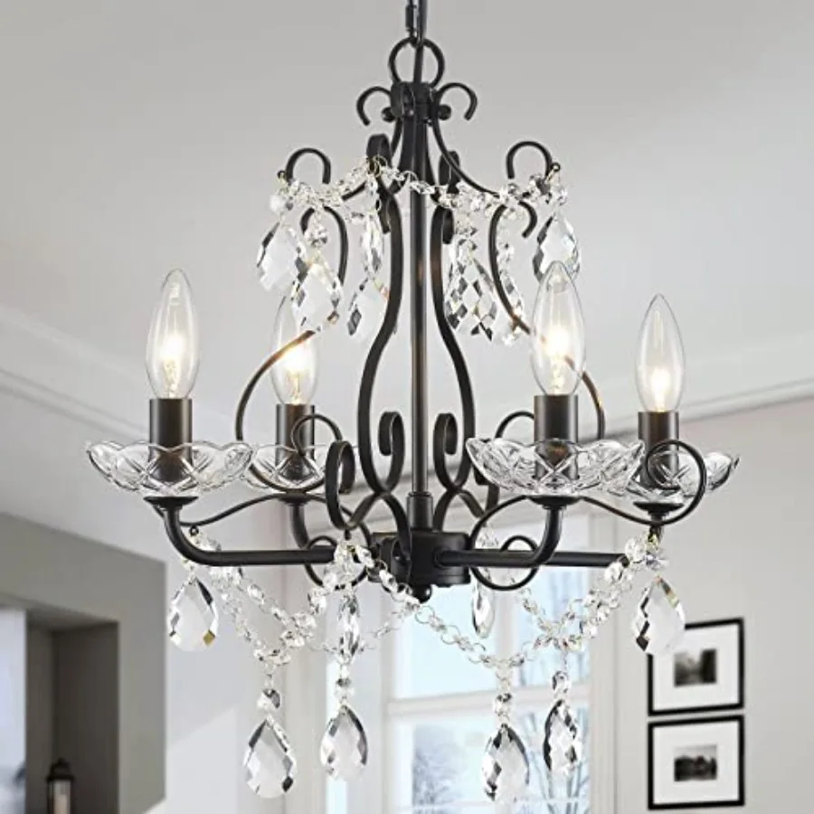 Crystal Candle Chandelier Pendant Flushmount Ceiling Light for Bedroom Hallway Bar Kitchen Bathroom, Black Metal, Modern Design
Crystal Candle Chandelier Pendant Flushmount Ceiling Light for Bedroom Hallway Bar Kitchen Bathroom, Black Metal, Modern Design