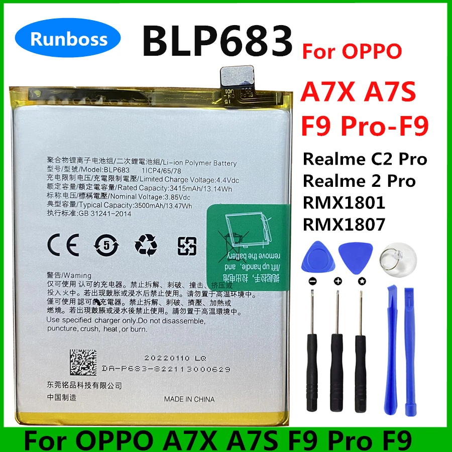 Original New 3500mAh BLP683 Battery for OPPO A7X A7s F9 Pro F9 / Realme C2 Pro / Realme 2 Pro RMX1801 RMX1807 Phone Batteries
Original New 3500mAh BLP683 Battery for OPPO A7X A7s F9 Pro F9 / Realme C2 Pro / Realme 2 Pro RMX1801 RMX1807 Phone Batteries