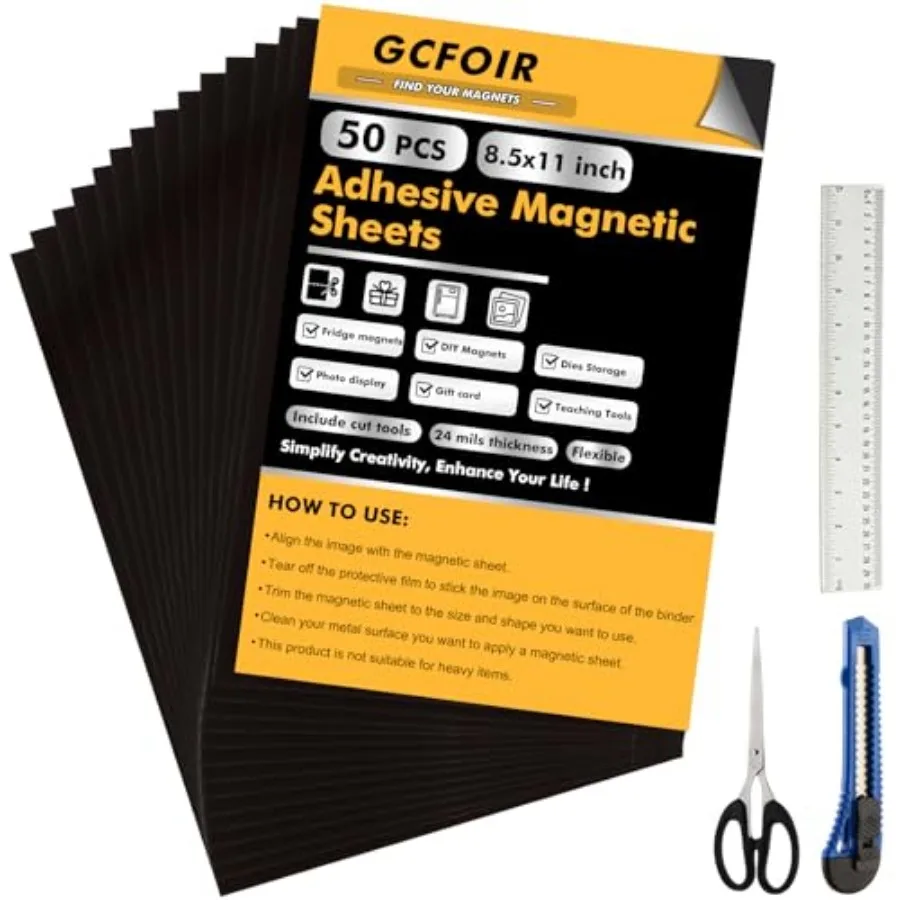 Adhesive Magnetic Sheets 8.5 x 11 Inch s Magnetic Sheets with Adhesive Backing - 0.5mm Thickness Flexible Magnet Sheets for Die
Adhesive Magnetic Sheets 8.5 x 11 Inch s Magnetic Sheets with Adhesive Backing - 0.5mm Thickness Flexible Magnet Sheets for Die
