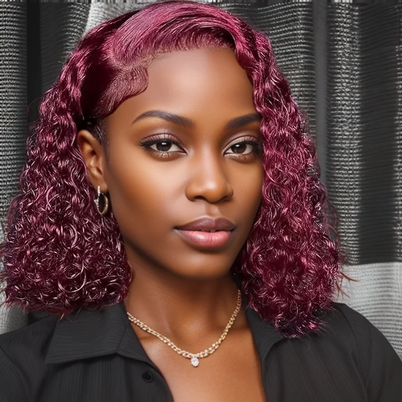 Short Bob 99J Burgundy Water Wave Remy Human Hair Curly Short Bob 13x4 Transparent Lace Frontal Wigs Wet And Wavy Wig
Short Bob 99J Burgundy Water Wave Remy Human Hair Curly Short Bob 13x4 Transparent Lace Frontal Wigs Wet And Wavy Wig