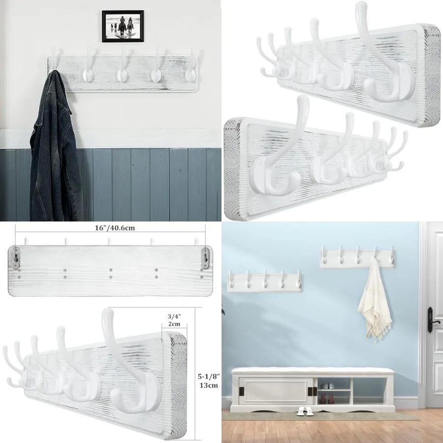 Coat Rack Wall Mount, Coat Hooks Wall Mounted, 6" Hole to Hole, Large Coat Hanger Wall Hook Rack, 5 Hooks for Hanging Coats, Ha
Coat Rack Wall Mount, Coat Hooks Wall Mounted, 6" Hole to Hole, Large Coat Hanger Wall Hook Rack, 5 Hooks for Hanging Coats, Ha