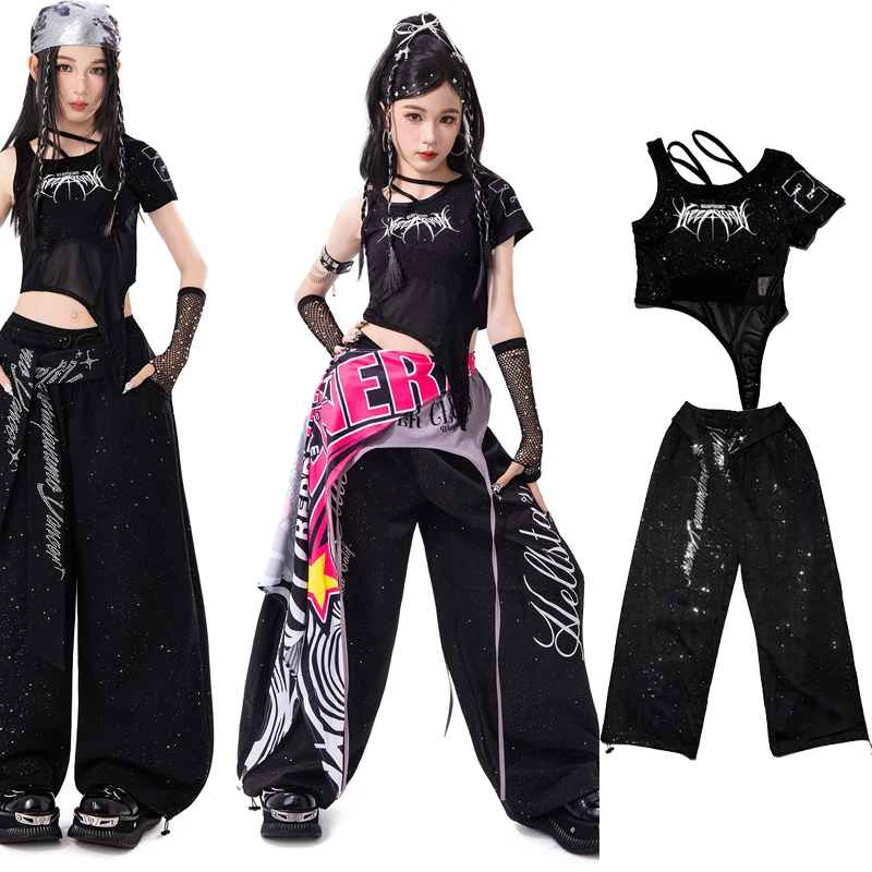 2026 Children Hip Hop Dance Performance Costumes For Girls Black Crop Tops Loose Pants Fashion Show Jazz Dance Streetwear XH4721
2026 Children Hip Hop Dance Performance Costumes For Girls Black Crop Tops Loose Pants Fashion Show Jazz Dance Streetwear XH4721