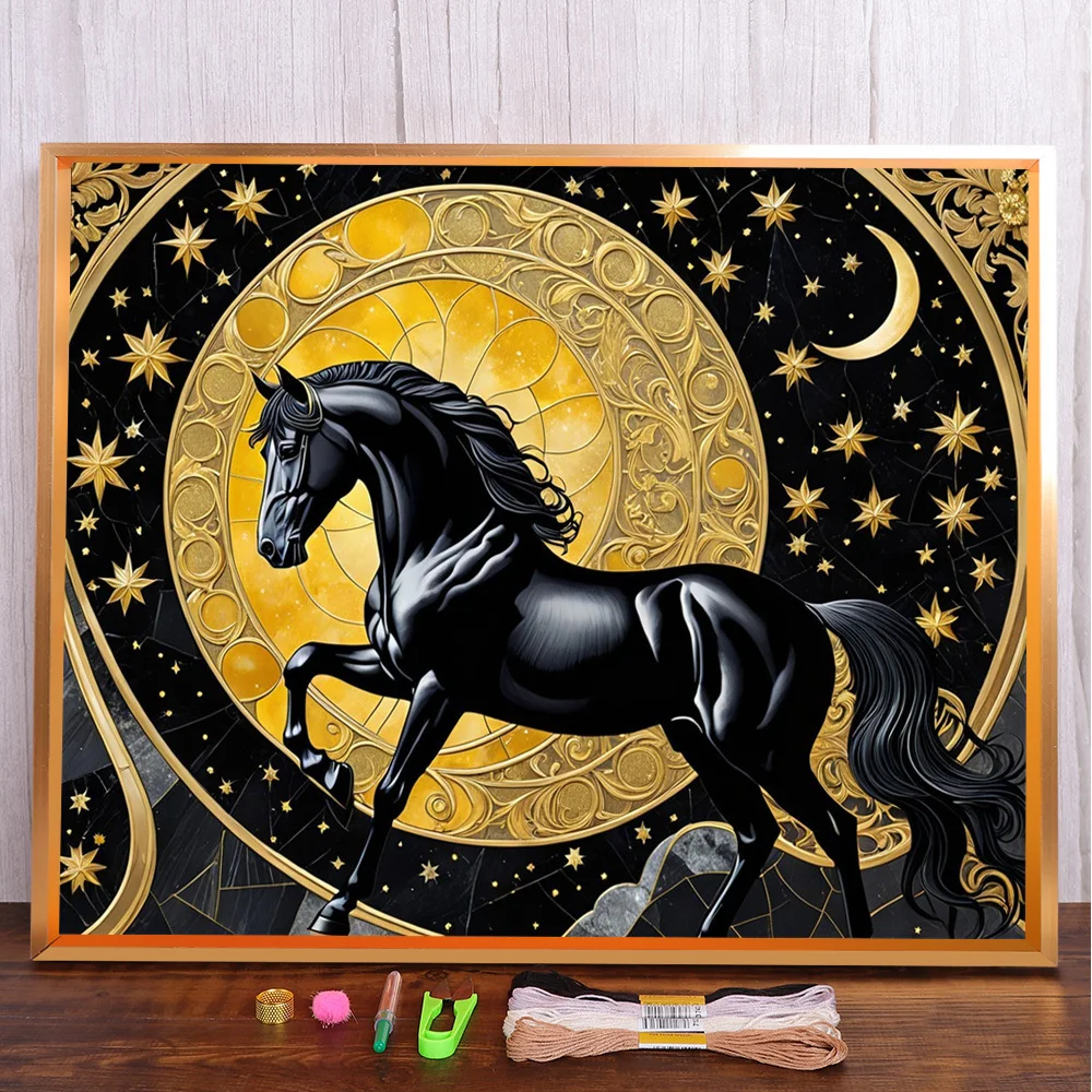 Animal Black Horse Printed Canvas Cross-Stitch DIY Embroidery Set Handmade Needlework Craft Painting For Adults Mulina Needle
Animal Black Horse Printed Canvas Cross-Stitch DIY Embroidery Set Handmade Needlework Craft Painting For Adults Mulina Needle