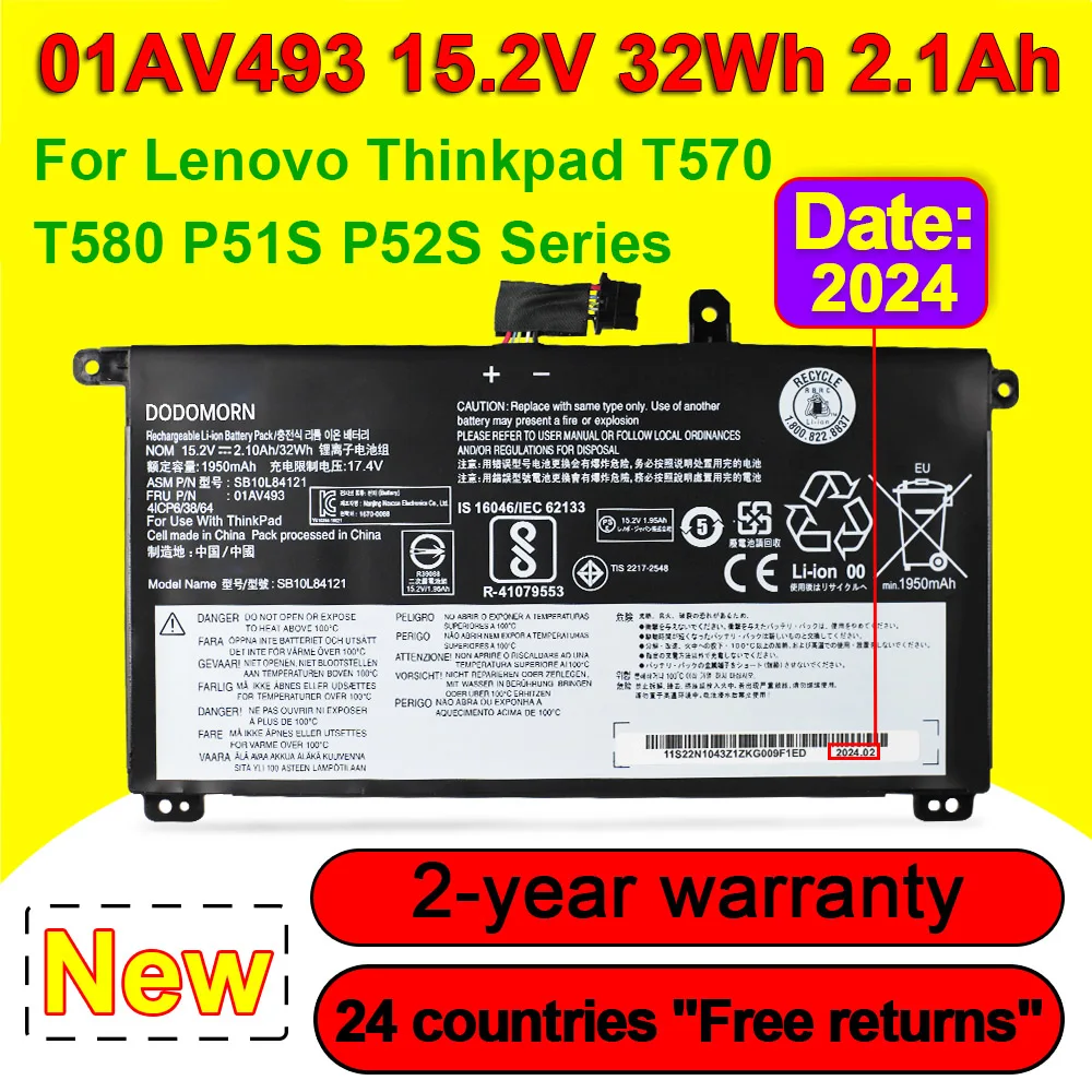 01AV493 SB10L84121 Аккумулятор для ноутбука Lenovo ThinkPad T570 T580 P51S P52S SB10L84122 SB10L84123 00UR890 00UR891 15,2 в 32 Втч Ач
01AV493 SB10L84121 Аккумулятор для ноутбука Lenovo ThinkPad T570 T580 P51S P52S SB10L84122 SB10L84123 00UR890 00UR891 15,2 в 32 Втч Ач
