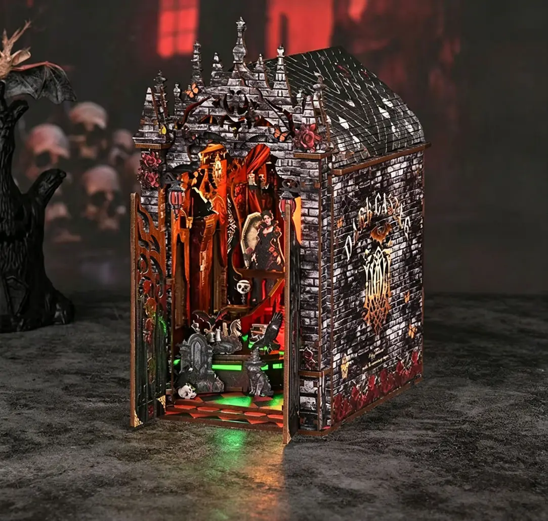 DIY Gothic Castle Book Nook Kit, Wooden 3D Miniature House,Eternal Night Fortress Model with LED Light for Bookshelf Decor& Gift
DIY Gothic Castle Book Nook Kit, Wooden 3D Miniature House,Eternal Night Fortress Model with LED Light for Bookshelf Decor& Gift