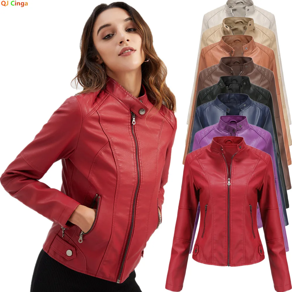 Женская куртка из искусственной кожи с длинными рукавами на молнии, с воротником-стойкой, из ПУ, весна 2026. Доступна в красном, черном, фиолетовом, синем цветах.
Женская куртка из искусственной кожи с длинными рукавами на молнии, с воротником-стойкой, из ПУ, весна 2026. Доступна в красном, черном, фиолетовом, синем цветах.