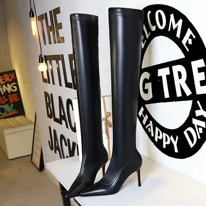 BIGTREE Sexy Black Over Knee High Boots Soft Pu Leather Pointed Toe Autumn Winter High Heel Long Boots Shoes
BIGTREE Sexy Black Over Knee High Boots Soft Pu Leather Pointed Toe Autumn Winter High Heel Long Boots Shoes