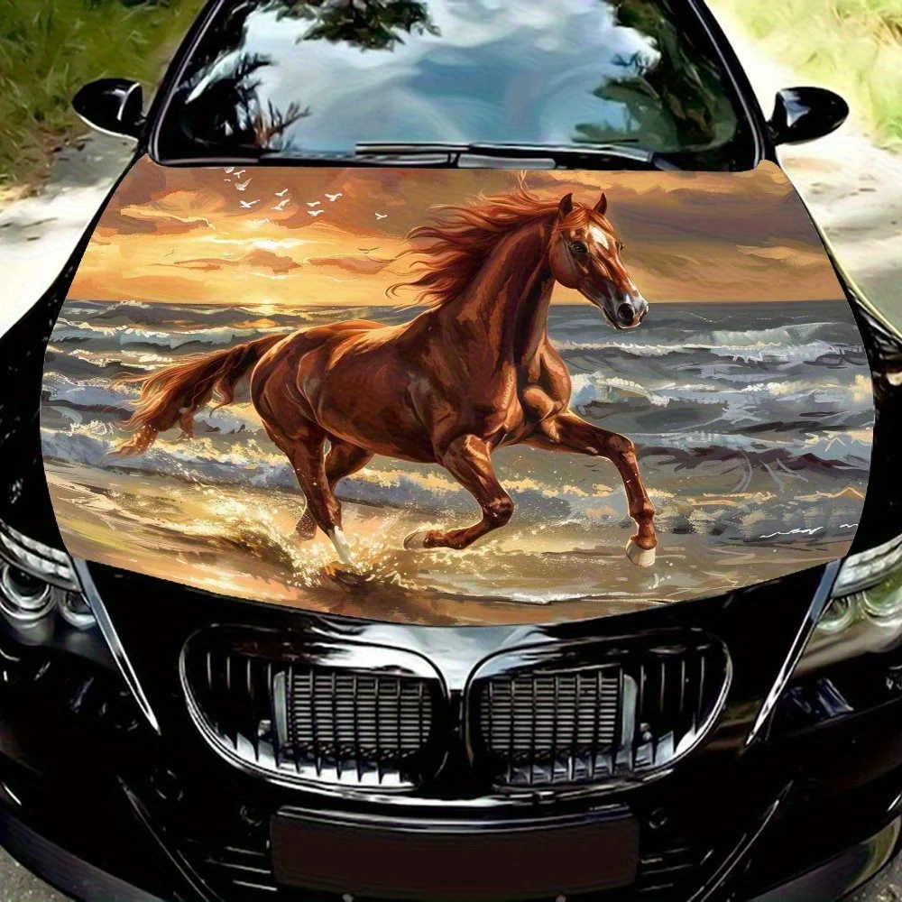 Horses Running By The Seaside Car Hood Decal Sticker - Splash-Resistant PVC Vinyl Wrap, Easy Removal No Residue, Fit For Most Ve 
Horses Running By The Seaside Car Hood Decal Sticker - Splash-Resistant PVC Vinyl Wrap, Easy Removal No Residue, Fit For Most Ve