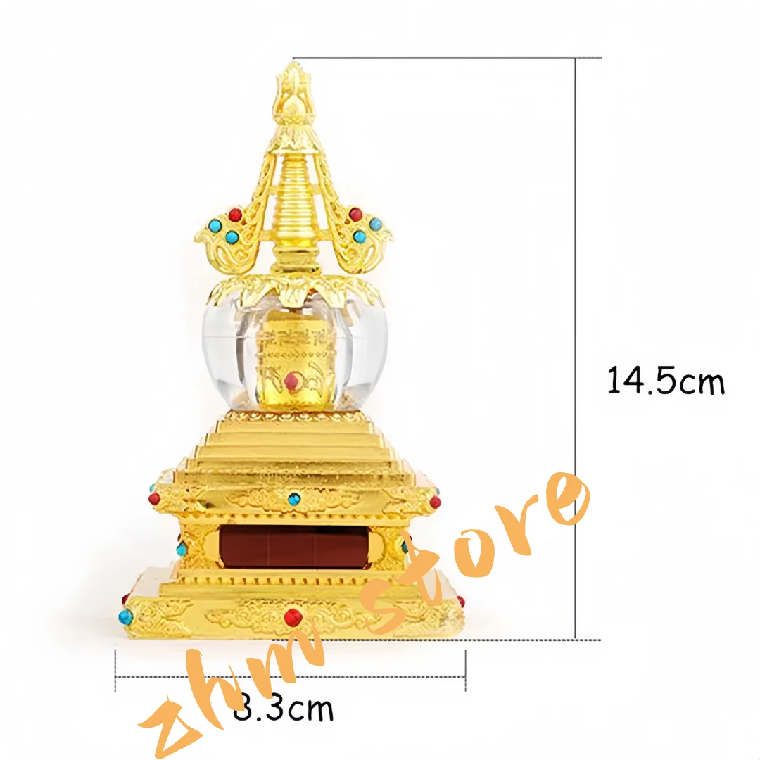 Tibetan Suppliers Gold/Silver/Red Copper Colors 14.5cm Alloy Metal Six Words Mantra Solar Energy Stupa Putting Decoration
Tibetan Suppliers Gold/Silver/Red Copper Colors 14.5cm Alloy Metal Six Words Mantra Solar Energy Stupa Putting Decoration