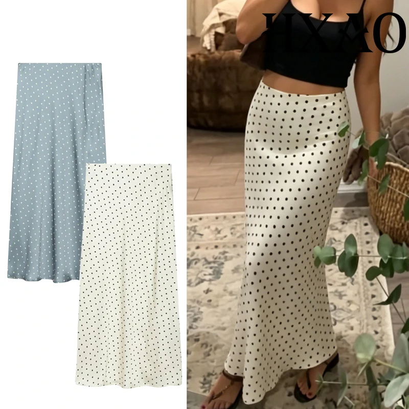 HXAO Satin Women's Skirts Summer Polka Dot Long Skirt Women Commuter High Waist Elegant Female Skirt Office Dotted Blue Skirt
HXAO Satin Women's Skirts Summer Polka Dot Long Skirt Women Commuter High Waist Elegant Female Skirt Office Dotted Blue Skirt