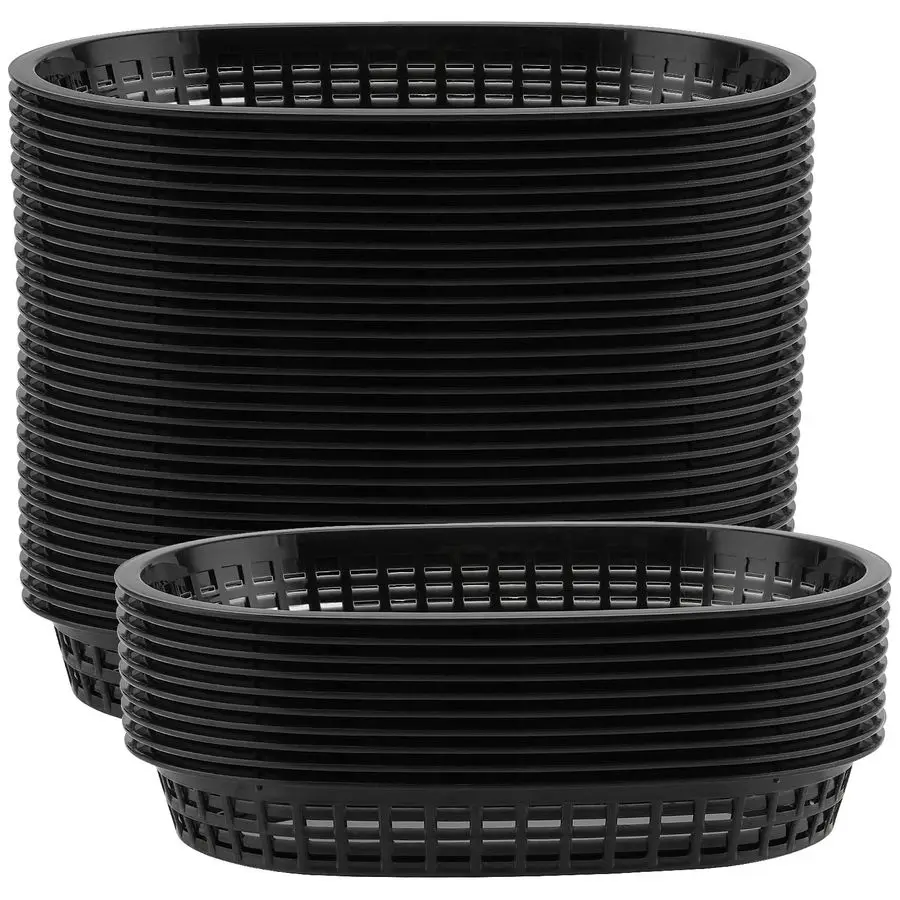 Набор из 50 пластиковых корзин для фастфуда, 10,6 x 7 дюймов, овальные пластиковые корзины для подачи хлеба, фруктов, хот-догов, барбекю и т.д.
Набор из 50 пластиковых корзин для фастфуда, 10,6 x 7 дюймов, овальные пластиковые корзины для подачи хлеба, фруктов, хот-догов, барбекю и т.д.