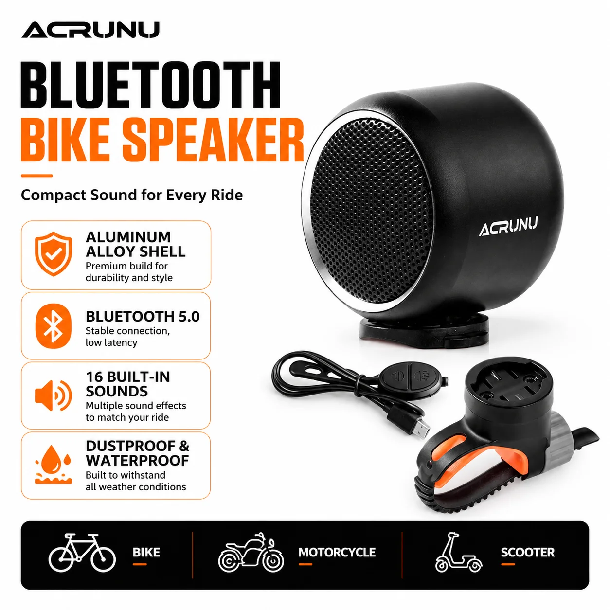 ACRUNU Portable Bicycle Bluetooth Speaker Waterproof Bass Sound Aluminum Alloy Mini Speaker for Cycling
ACRUNU Portable Bicycle Bluetooth Speaker Waterproof Bass Sound Aluminum Alloy Mini Speaker for Cycling
