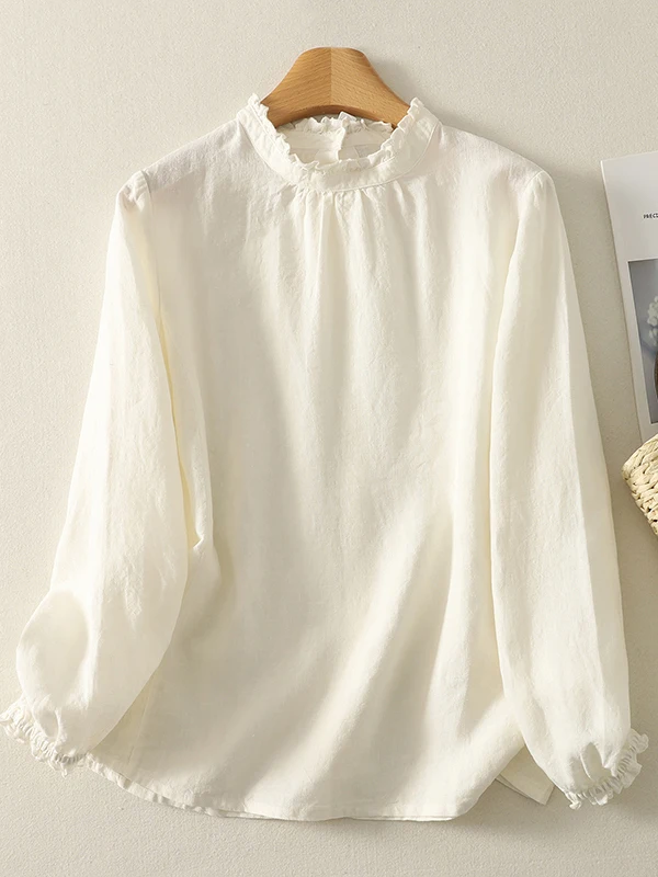 Women's Loose Fit Long Sleeve Linen Shirt Casual Comfortable Necktie Breathable Autumn Top Vintage Style Floral Lace Trim
Women's Loose Fit Long Sleeve Linen Shirt Casual Comfortable Necktie Breathable Autumn Top Vintage Style Floral Lace Trim
