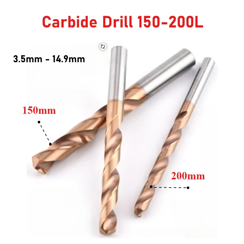 150mm 200mm Long Length Carbide Drill Tungsten Steel CNC Hole Making Tool for Aluminum Copper Plastic Non-metal
150mm 200mm Long Length Carbide Drill Tungsten Steel CNC Hole Making Tool for Aluminum Copper Plastic Non-metal