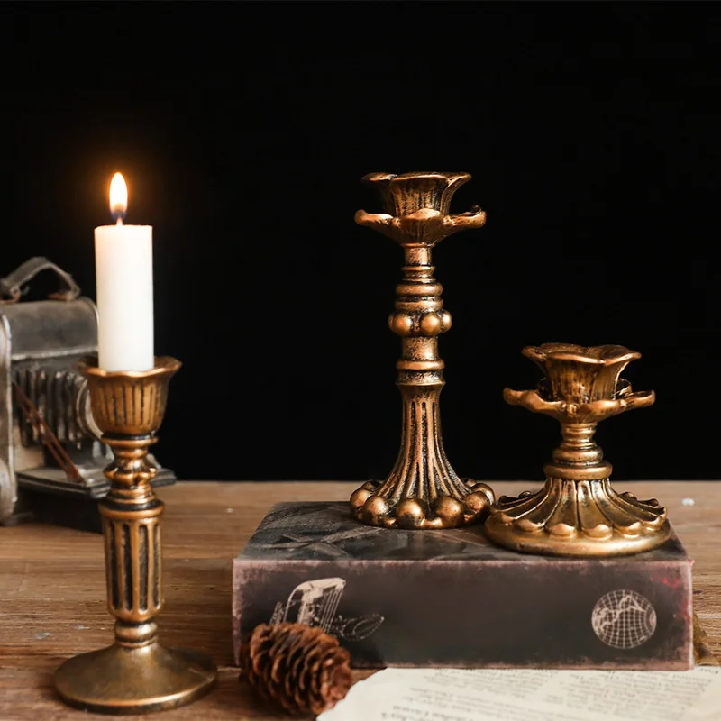 Vintage Taper Candle Holders - Antique Bronze Finish Resin Candle Sticks for Wedding, Dinner Party, Table Centerpiece Decor
Vintage Taper Candle Holders - Antique Bronze Finish Resin Candle Sticks for Wedding, Dinner Party, Table Centerpiece Decor