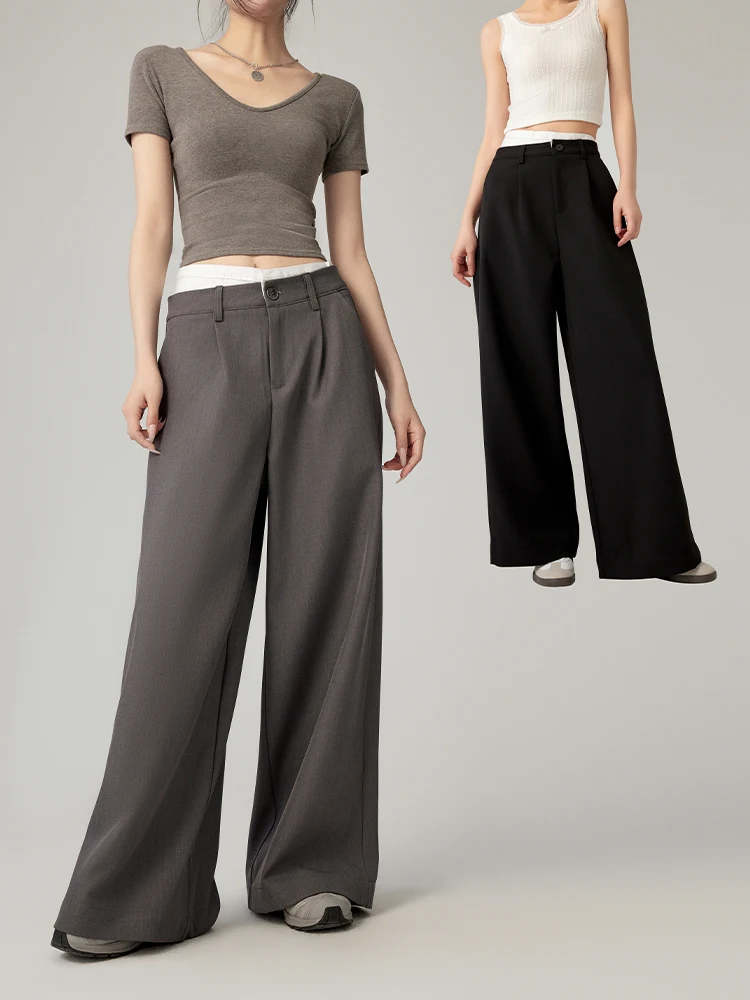 Модные брюки-костюм с эффектом двухслойности, весна 2026, новинка CHILL ZOEY, широкие брюки для офиса, тонкие, длинные, стандартного кроя
Модные брюки-костюм с эффектом двухслойности, весна 2026, новинка CHILL ZOEY, широкие брюки для офиса, тонкие, длинные, стандартного кроя