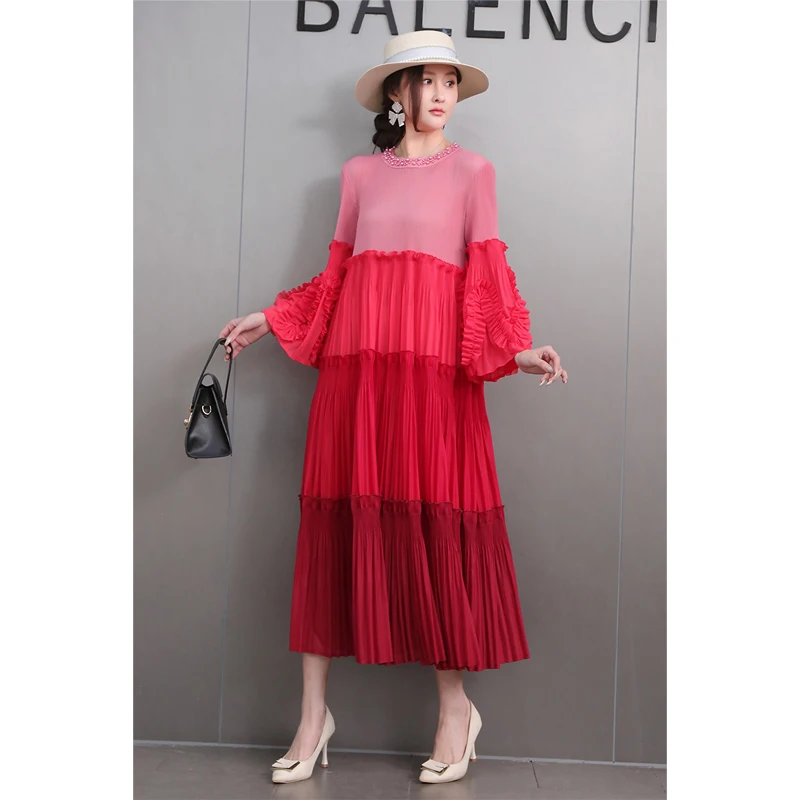 2025 Spring New Elegant Patchwork Chiffon Loose Long Dress Women Flare Sleeve Dress Female Wholesale J703
2025 Spring New Elegant Patchwork Chiffon Loose Long Dress Women Flare Sleeve Dress Female Wholesale J703