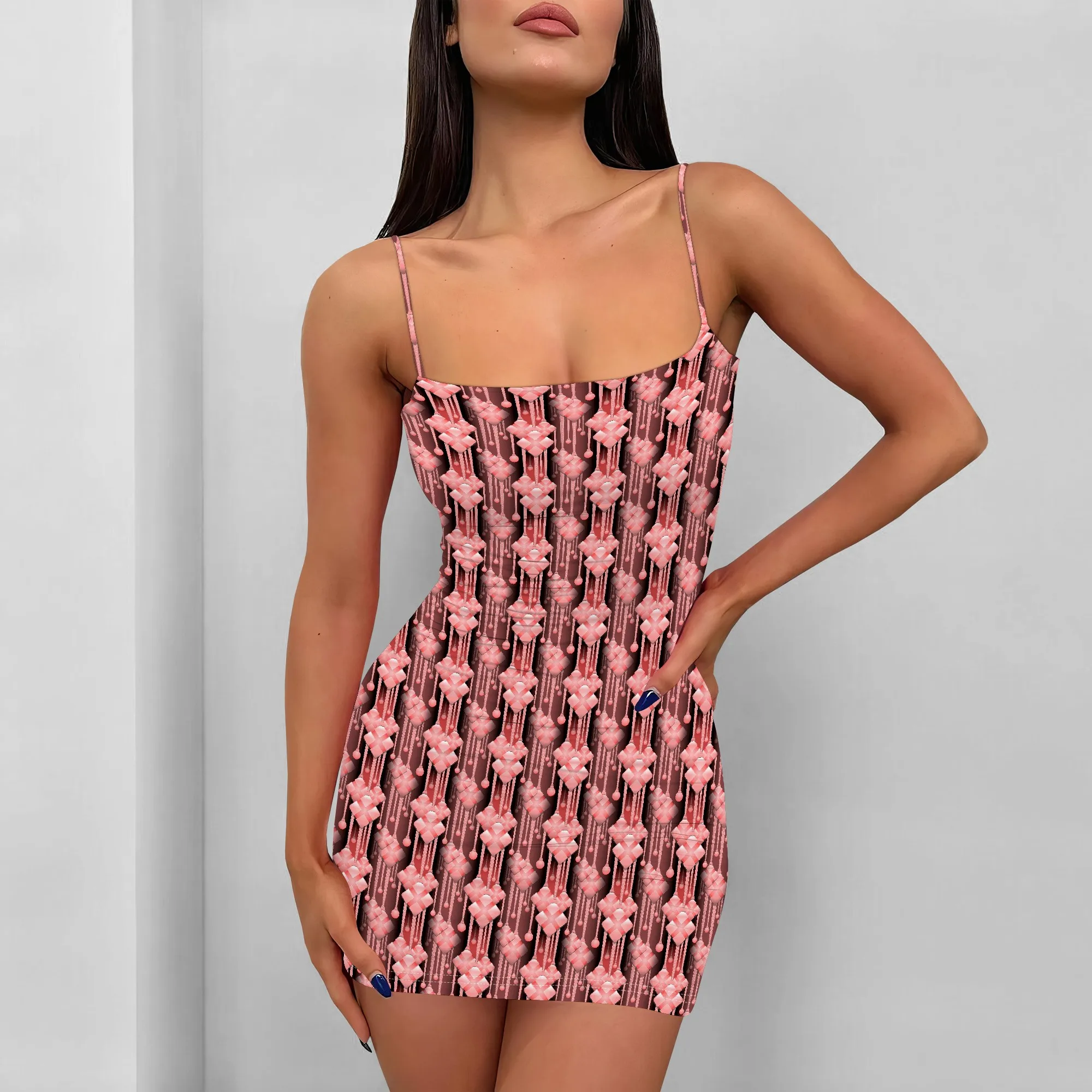Women Sleeveless Round Neck Thin Strap Mini Dress with Floral Pattern Adjustable Straps
Women Sleeveless Round Neck Thin Strap Mini Dress with Floral Pattern Adjustable Straps