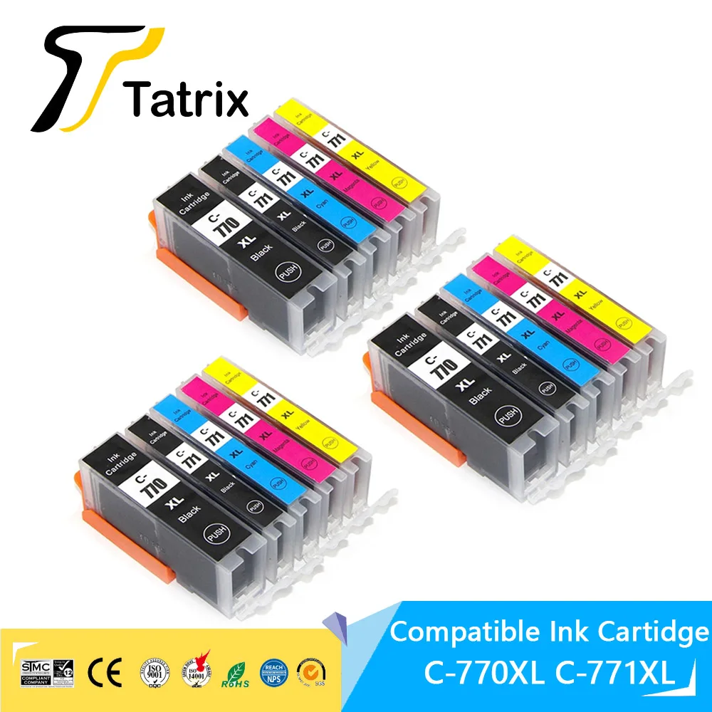 Tatrix For Canon PGI 770XL CLI 771XL Ink Cartridge For Canon PIXMA MG5770/MG6870/MG7770 PIXMA TS5070/TS6070/TS8070 printer
Tatrix For Canon PGI 770XL CLI 771XL Ink Cartridge For Canon PIXMA MG5770/MG6870/MG7770 PIXMA TS5070/TS6070/TS8070 printer