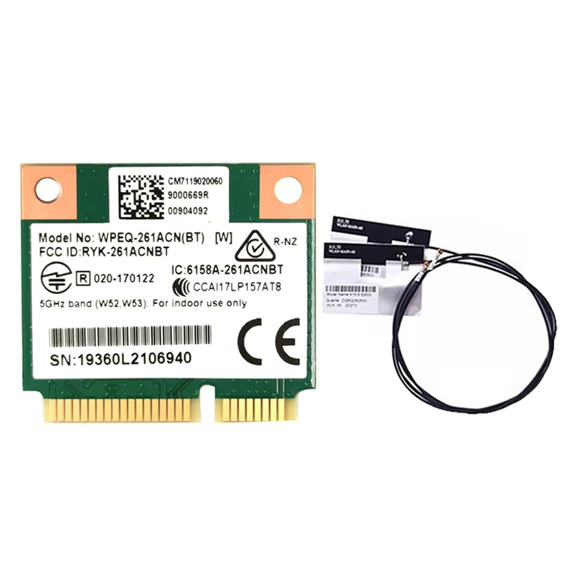 GO-QCA6174 WPEQ-261ACN(BT) WIFI-карта + 2 антенны 802.11AC 867M QCA6174 Bluetooth 4,2 WIFI 5 Mini Pcie Card
GO-QCA6174 WPEQ-261ACN(BT) WIFI-карта + 2 антенны 802.11AC 867M QCA6174 Bluetooth 4,2 WIFI 5 Mini Pcie Card