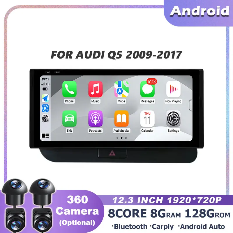Android 15 12.3 " For Audi Q5 2009-2017 Car Radio Stereo WIFI 4G Split Screen BT GPS Navi Multimedia Carplay IPS Auto 360 Camera
Android 15 12.3 " For Audi Q5 2009-2017 Car Radio Stereo WIFI 4G Split Screen BT GPS Navi Multimedia Carplay IPS Auto 360 Camera