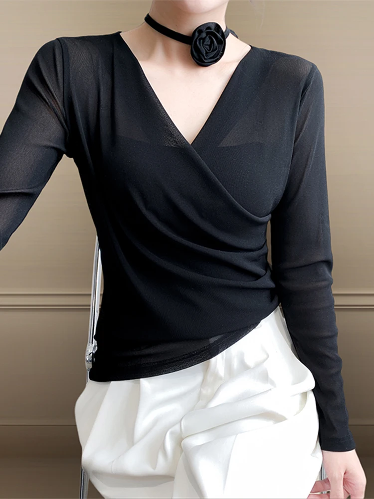 Sexy V-Neck Cross T-Shirt Women's Short Sleeve Spring Autumn Fashionable Hanging Neck Flower Top Tight Inner Wear Mesh Base S...
Sexy V-Neck Cross T-Shirt Women's Short Sleeve Spring Autumn Fashionable Hanging Neck Flower Top Tight Inner Wear Mesh Base S...