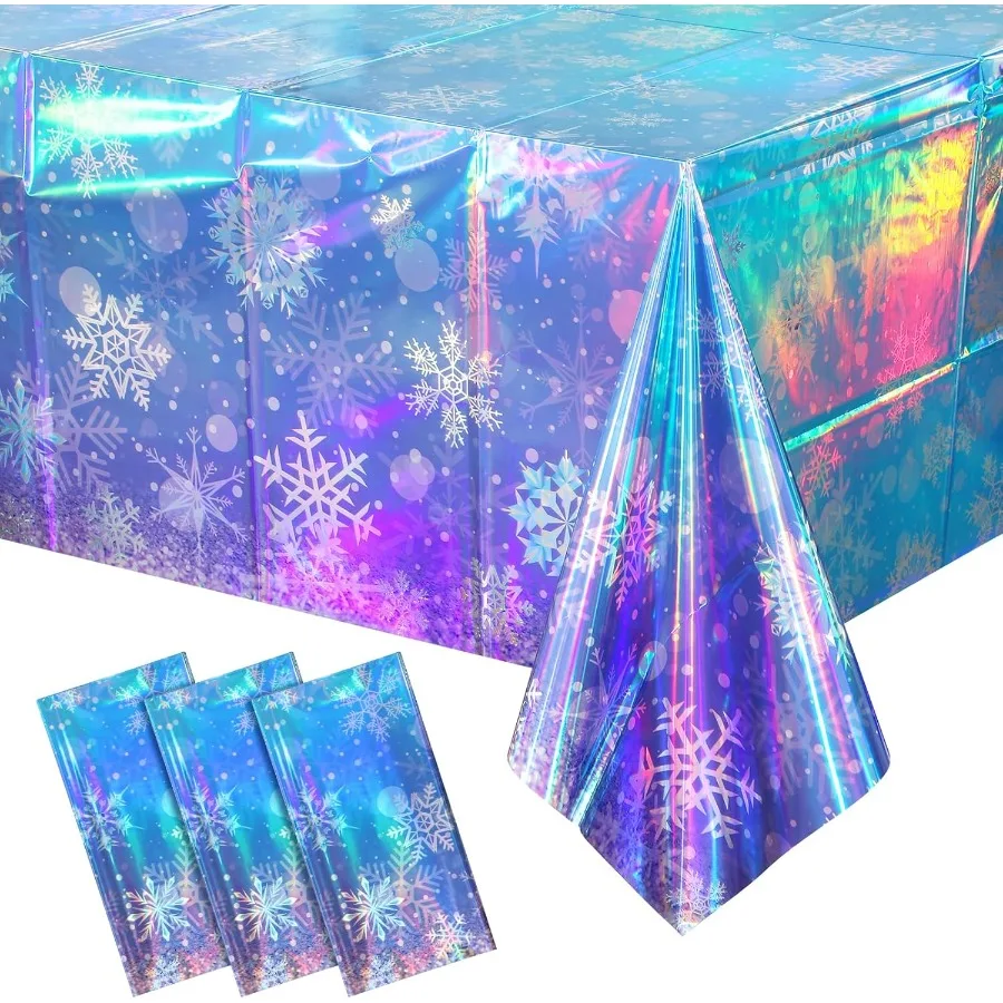 3 Pack Iridescent Winter Snowflake Plastic Tablecloth Decorations Holographic Blue and Purple Snowflake Winter Wonderland Dispo
3 Pack Iridescent Winter Snowflake Plastic Tablecloth Decorations Holographic Blue and Purple Snowflake Winter Wonderland Dispo