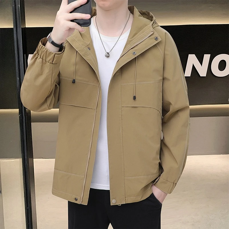 Spring Autumn New Trendy Workwear Hooded Jacket, Men's Loose Fit Multi Purpose Outdoor Casual Windproof Coat Waterproof Jacket
Spring Autumn New Trendy Workwear Hooded Jacket, Men's Loose Fit Multi Purpose Outdoor Casual Windproof Coat Waterproof Jacket