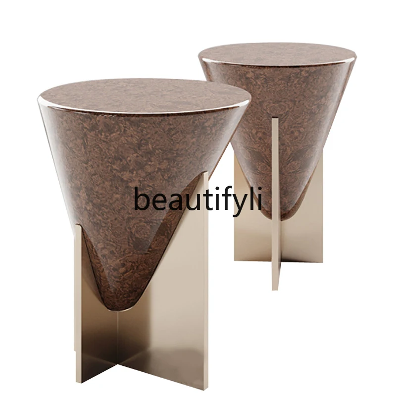 stainless steel round table, special-shaped edge table in the living room, tree tumor wood grain paint corner table
stainless steel round table, special-shaped edge table in the living room, tree tumor wood grain paint corner table