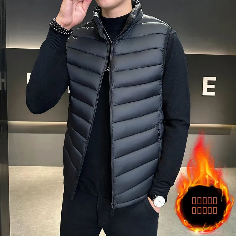 Thiened Stand Collar Cotton Jaet Warm Versatile Men's Casual Sports Autumn Winter Cotton Vest Faionable Urban Sle
Thiened Stand Collar Cotton Jaet Warm Versatile Men's Casual Sports Autumn Winter Cotton Vest Faionable Urban Sle