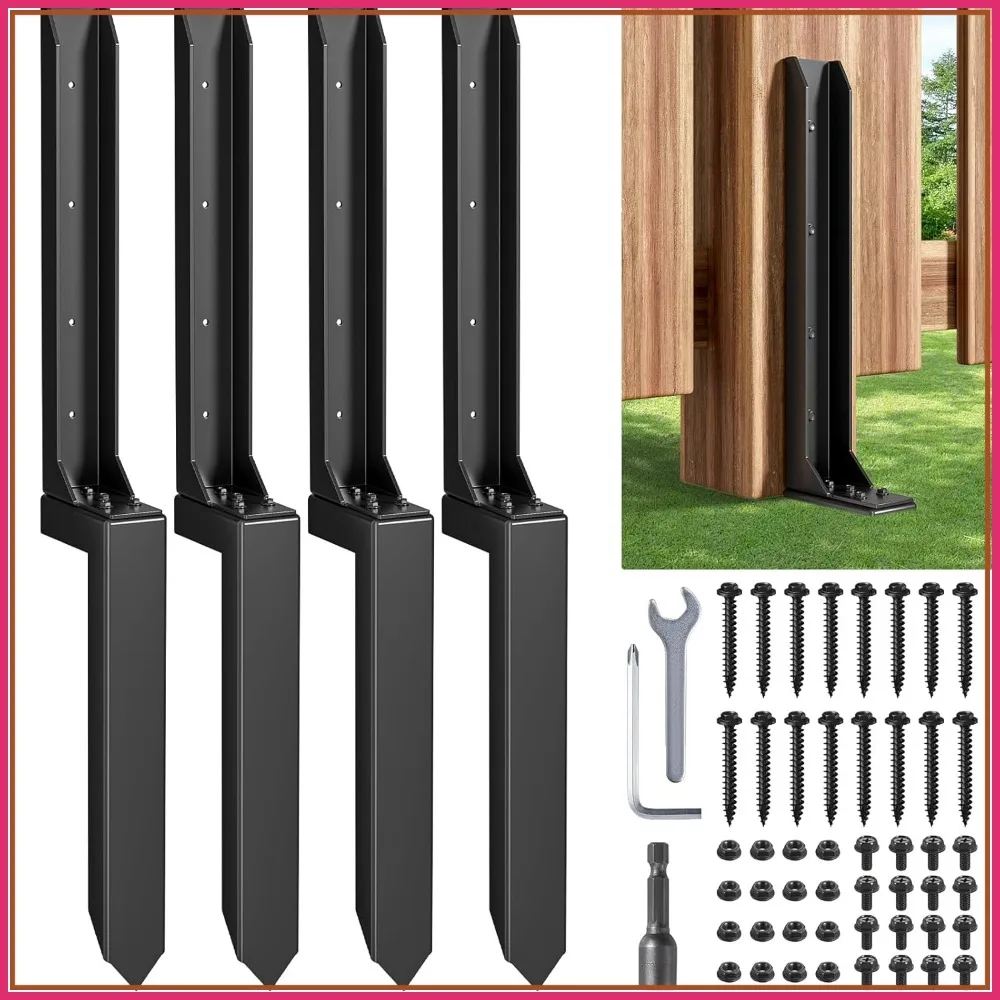 Heavy Duty Steel Fence Post Repair Kit - Quick Fix for Leaning Wood Posts, 4 Pack
Heavy Duty Steel Fence Post Repair Kit - Quick Fix for Leaning Wood Posts, 4 Pack