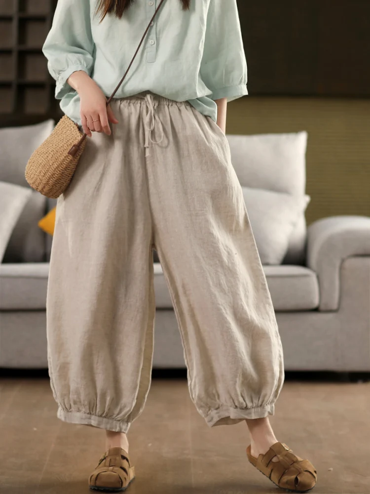 Женские льняные брюки-фонарики в стиле ретро, свободные повседневные брюки-шаровары с эластичным поясом, удобные летние брюки для работы и отдыха, укороченные (7/8)
Женские льняные брюки-фонарики в стиле ретро, свободные повседневные брюки-шаровары с эластичным поясом, удобные летние брюки для работы и отдыха, укороченные (7/8)