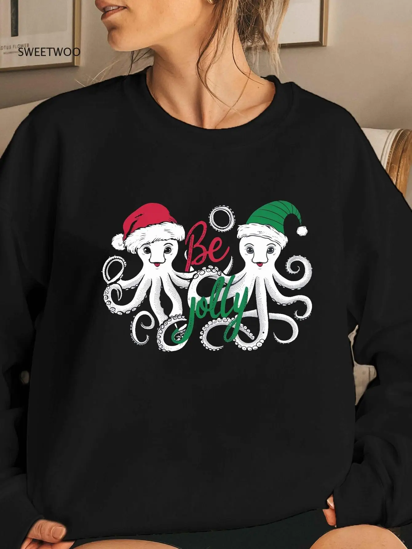 Women's Festive Octopus Crew Neck Sweatshirt - Casual Polyester Knit Fabric,holiday Hats Design for Fall/winter Season
Women's Festive Octopus Crew Neck Sweatshirt - Casual Polyester Knit Fabric,holiday Hats Design for Fall/winter Season