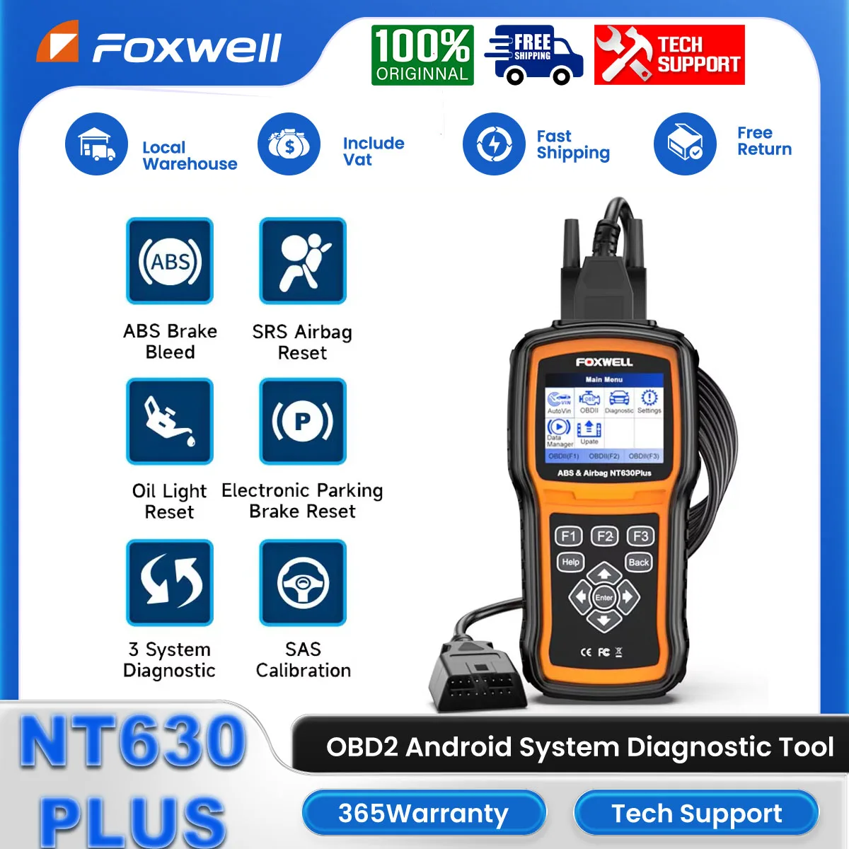FOXWELL NT630 Plus беспроводной OBD2 автомобильный сканер диагностический инструмент для считывателя кодов SRS подушка безопасности ABS тестер сканирования тормозов
FOXWELL NT630 Plus беспроводной OBD2 автомобильный сканер диагностический инструмент для считывателя кодов SRS подушка безопасности ABS тестер сканирования тормозов
