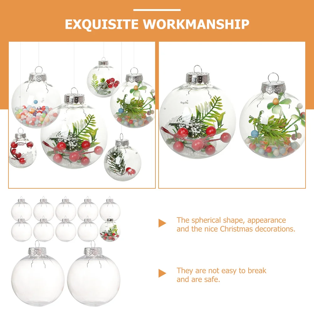 12Pcs Christmas Balls Fillable Transparent Ornaments Hanging Xmas Tree Decorations Reusable Clear Christmas Crafts
12Pcs Christmas Balls Fillable Transparent Ornaments Hanging Xmas Tree Decorations Reusable Clear Christmas Crafts