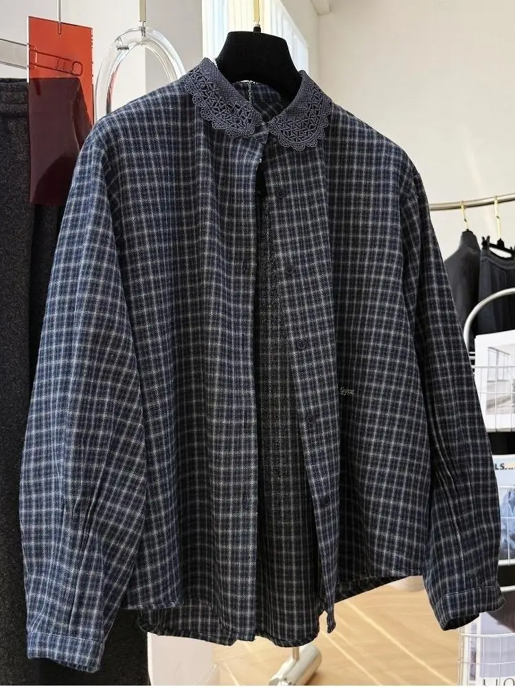 SuperAen Spring 2026 New Vintage Plaid Lace Patchwork Polo Collar Long-sleeved Shirt for Women Sweet Korean Style Oversize Shirt
SuperAen Spring 2026 New Vintage Plaid Lace Patchwork Polo Collar Long-sleeved Shirt for Women Sweet Korean Style Oversize Shirt