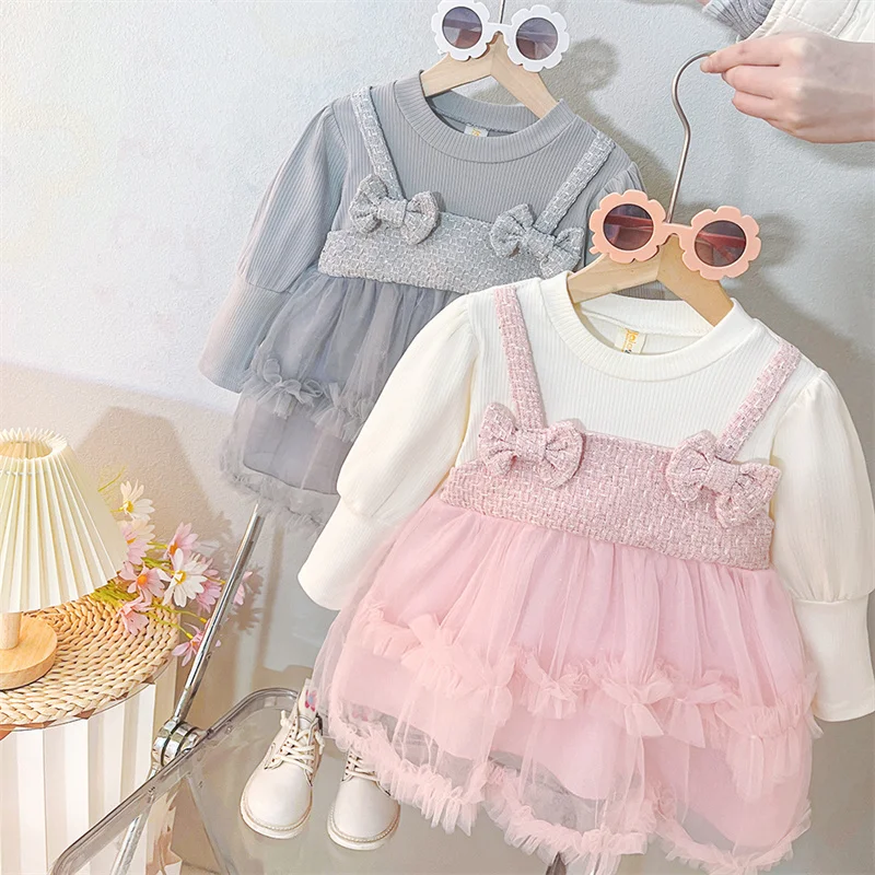 Baby Girl Gauze Princess Kids Dresses For Girls Spring Fashion Bow Splicing Long Sleeve Skirt Elegant Children's Party Clothes
Baby Girl Gauze Princess Kids Dresses For Girls Spring Fashion Bow Splicing Long Sleeve Skirt Elegant Children's Party Clothes