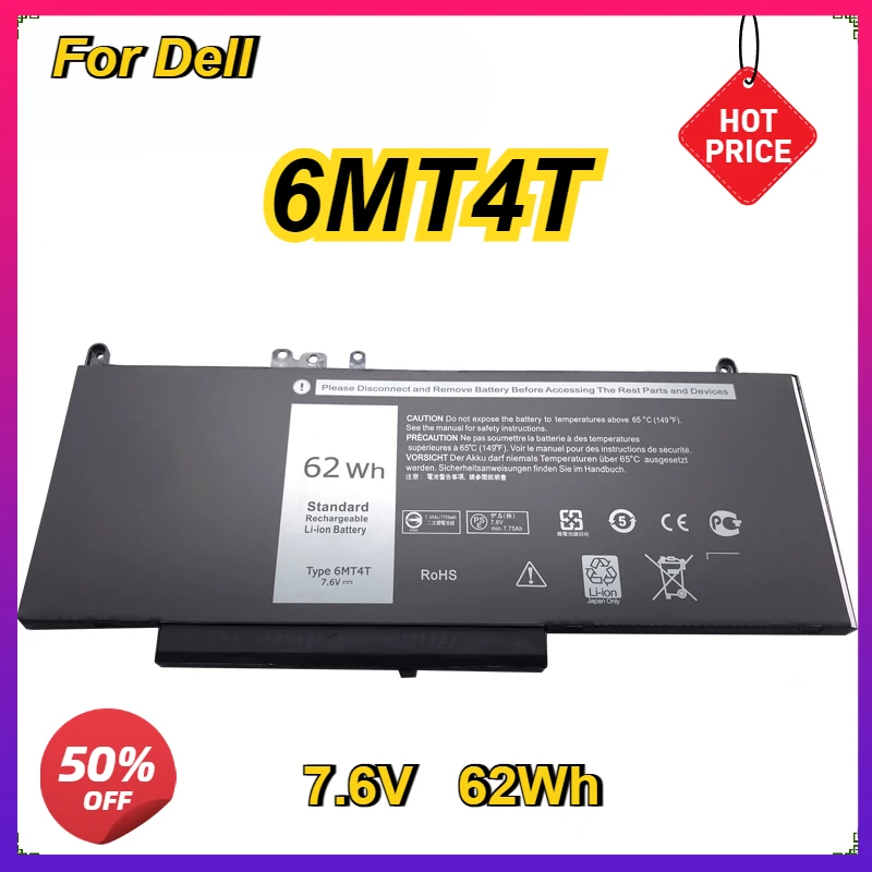 New 6MT4T Laptop Battery for Dell Latitude E5470 E5570 Notebook 15.6" M3510 TXF9M 79VRK 7V69Y 07V69Y 7.6V 62Wh 4 Cells
New 6MT4T Laptop Battery for Dell Latitude E5470 E5570 Notebook 15.6" M3510 TXF9M 79VRK 7V69Y 07V69Y 7.6V 62Wh 4 Cells