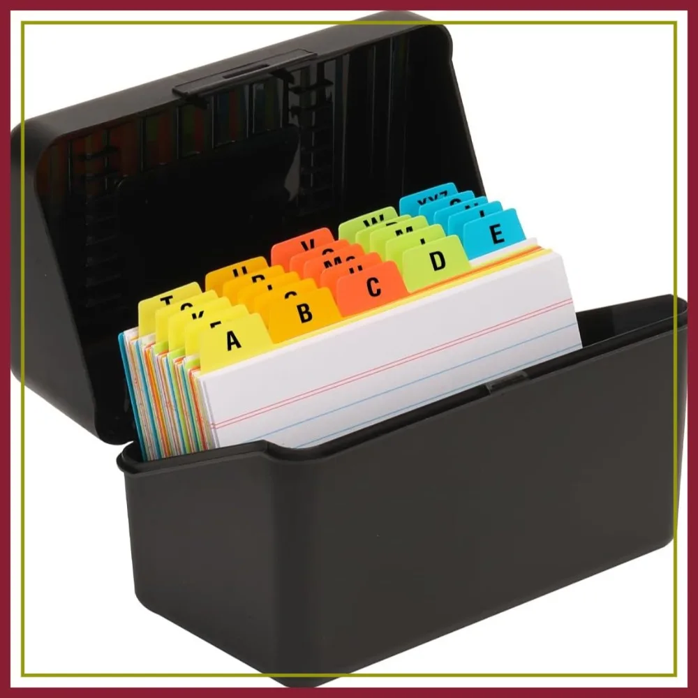 3x5 Index Card Holder with 100 Heavyweight Ruled Cards and 25 Plastic Dividers, Black
3x5 Index Card Holder with 100 Heavyweight Ruled Cards and 25 Plastic Dividers, Black