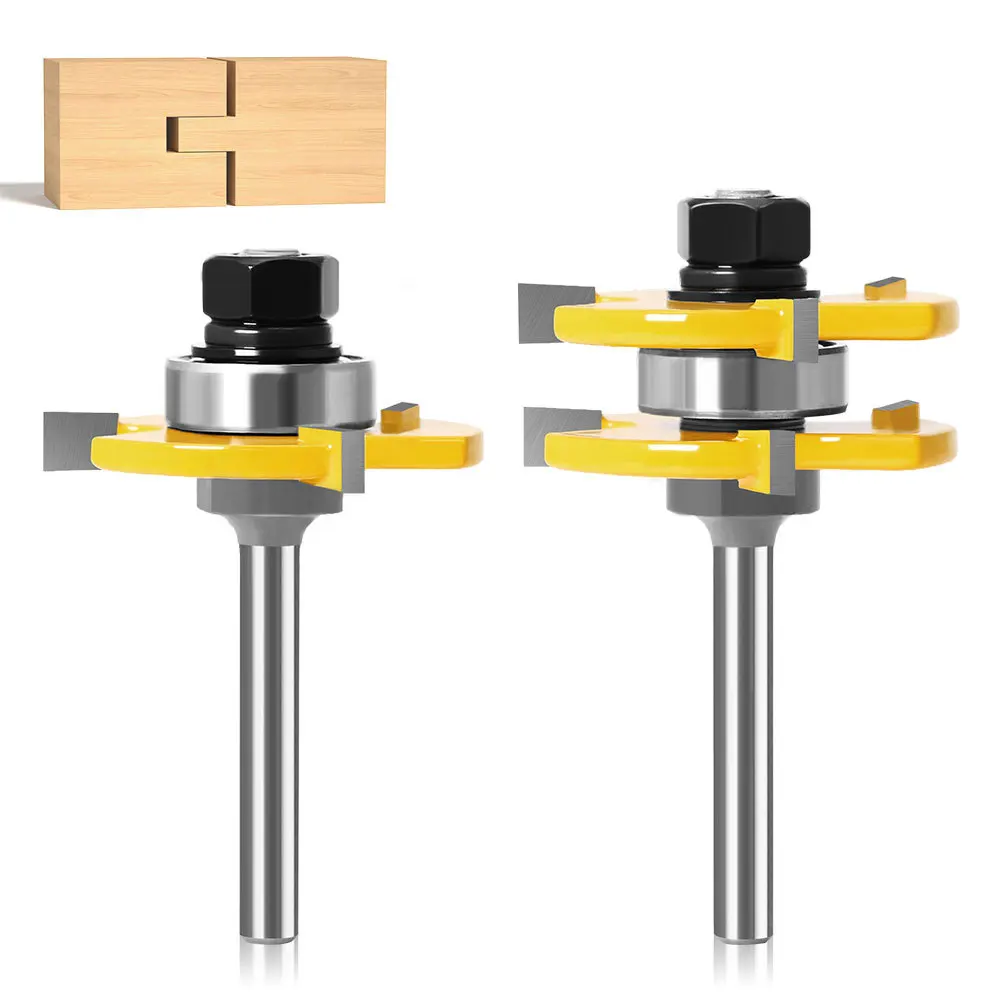 2PC/Set 1/4" 6.35MM Shank Milling Cutter Wood Carving Tongue & Groove Joint Assembly Router Bit Set 3/4" Stock Wood Cutting Tool
2PC/Set 1/4" 6.35MM Shank Milling Cutter Wood Carving Tongue & Groove Joint Assembly Router Bit Set 3/4" Stock Wood Cutting Tool